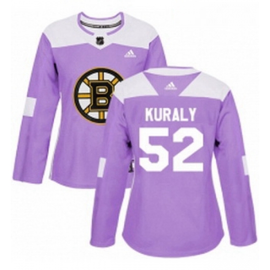 Womens Adidas Boston Bruins 52 Sean Kuraly Authentic Purple Fights Cancer Practice NHL Jersey Womens Adidas Boston Bruins 52 Sean Kuraly Authentic Purple Fights Cancer Practice NHL Jersey