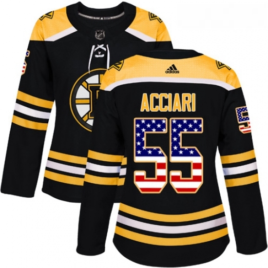 Womens Adidas Boston Bruins 55 Noel Acciari Authentic Black USA Flag Fashion NHL Jersey Womens Adidas Boston Bruins 55 Noel Acciari Authentic Black USA Flag Fashion NHL Jersey