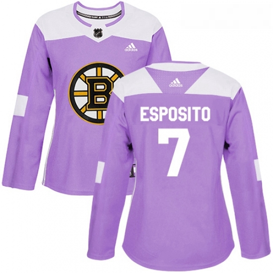 Womens Adidas Boston Bruins 7 Phil Esposito Authentic Purple Fights Cancer Practice NHL Jersey Womens Adidas Boston Bruins 7 Phil Esposito Authentic Purple Fights Cancer Practice NHL Jersey