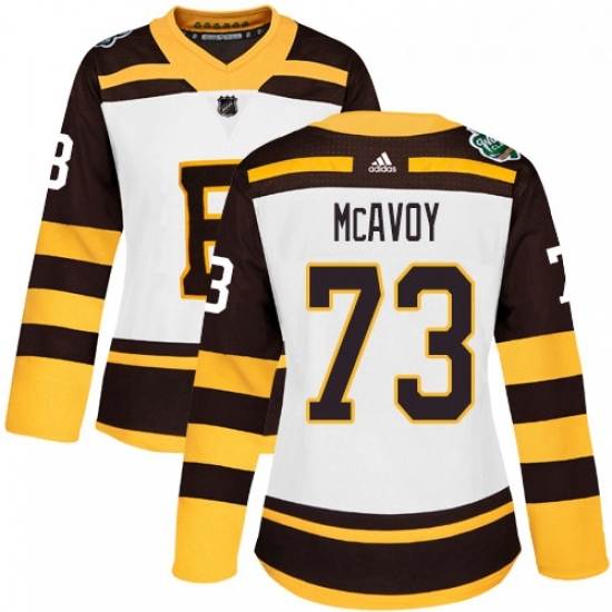 Womens Adidas Boston Bruins 73 Charlie McAvoy Authentic White 2019 Winter Classic NHL Jersey Womens Adidas Boston Bruins 73 Charlie McAvoy Authentic White 2019 Winter Classic NHL Jersey