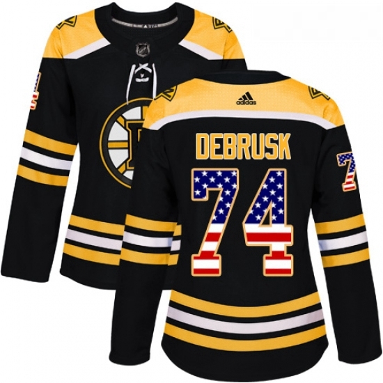 Womens Adidas Boston Bruins 74 Jake DeBrusk Authentic Black USA Flag Fashion NHL Jersey Womens Adidas Boston Bruins 74 Jake DeBrusk Authentic Black USA Flag Fashion NHL Jersey