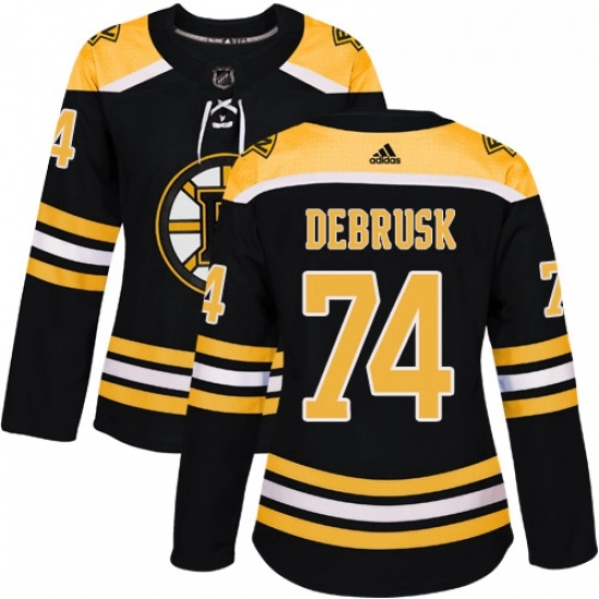 Womens Adidas Boston Bruins 74 Jake DeBrusk Premier Black Home NHL Jersey 
