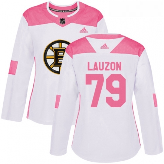 Womens Adidas Boston Bruins 79 Jeremy Lauzon Authentic WhitePink Fashion NHL Jersey Womens Adidas Boston Bruins 79 Jeremy Lauzon Authentic WhitePink Fashion NHL Jersey