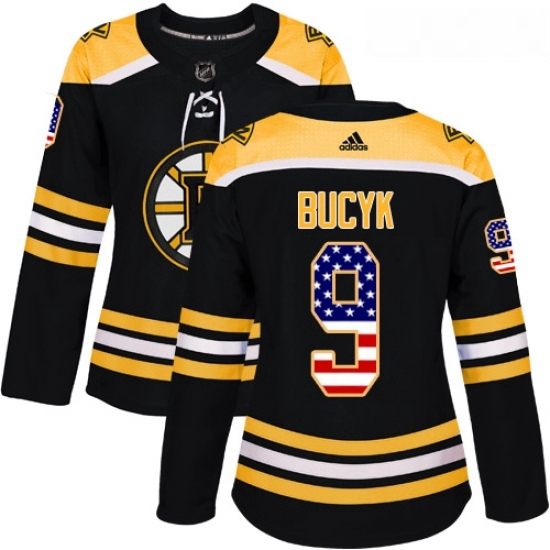 Womens Adidas Boston Bruins 9 Johnny Bucyk Authentic Black USA Flag Fashion NHL Jersey Womens Adidas Boston Bruins 9 Johnny Bucyk Authentic Black USA Flag Fashion NHL Jersey