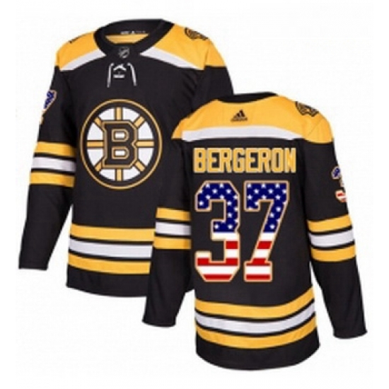 Youth Adidas Boston Bruins 37 Patrice Bergeron Authentic Black USA Flag Fashion NHL Jersey Youth Adidas Boston Bruins 37 Patrice Bergeron Authentic Black USA Flag Fashion NHL Jersey