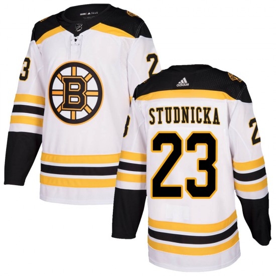 Youth Boston Bruins Jack Studnicka Adidas Authentic Away Jersey White Youth Boston Bruins Jack Studnicka Adidas Authentic Away Jersey White