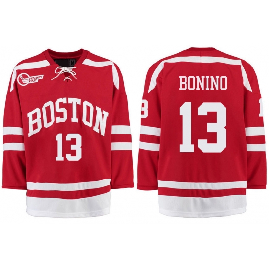 Boston University Terriers BU 13 Nick Bonino Red Stitched Hockey Jersey Boston University Terriers BU 13 Nick Bonino Red Stitched Hockey Jersey