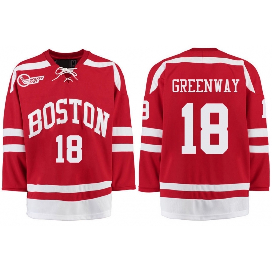 Boston University Terriers BU 18 Jordan Greenway Red Stitched Hockey Jersey Boston University Terriers BU 18 Jordan Greenway Red Stitched Hockey Jersey
