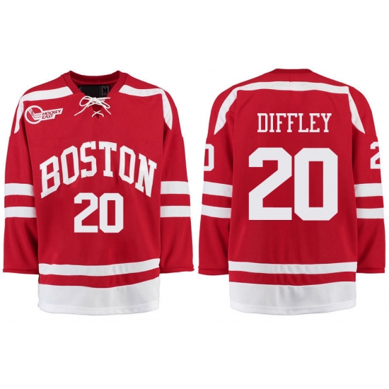 Boston University Terriers BU 20 Brien Diffley Red Stitched Hockey Jersey Boston University Terriers BU 20 Brien Diffley Red Stitched Hockey Jersey