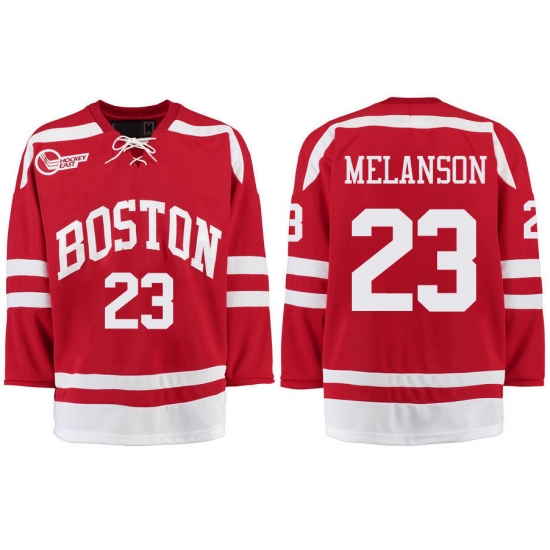 Boston University Terriers BU 23 Drew Melanson Red Stitched Hockey Jersey Boston University Terriers BU 23 Drew Melanson Red Stitched Hockey Jersey