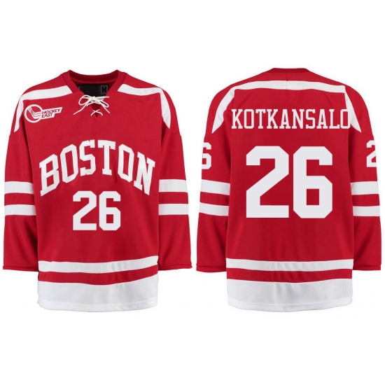 Boston University Terriers BU 26 Kasper Kotkansalo Red Stitched Hockey Jersey Boston University Terriers BU 26 Kasper Kotkansalo Red Stitched Hockey Jersey