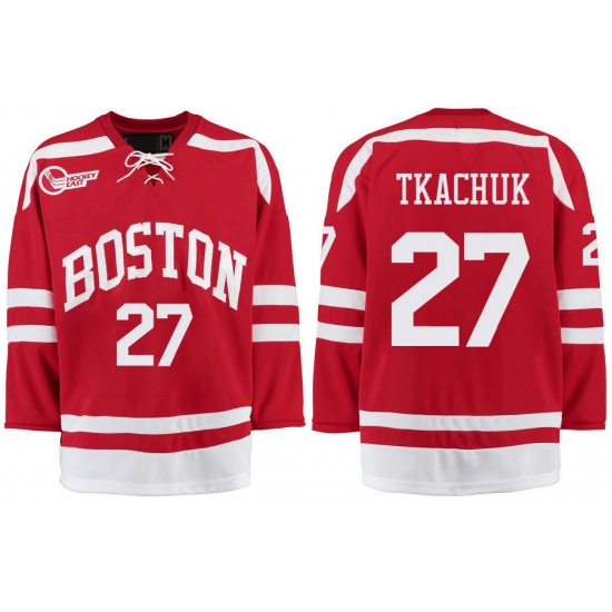 Boston University Terriers BU 27 Brady Tkachuk Red Stitched Hockey Jersey Boston University Terriers BU 27 Brady Tkachuk Red Stitched Hockey Jersey