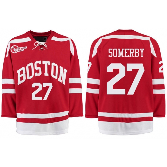 Boston University Terriers BU 27 Doyle Somerby Red Stitched Hockey Jersey Boston University Terriers BU 27 Doyle Somerby Red Stitched Hockey Jersey