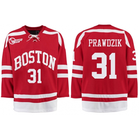 Boston University Terriers BU 31 Max Prawdzik Red Stitched Hockey Jersey Boston University Terriers BU 31 Max Prawdzik Red Stitched Hockey Jersey