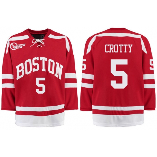 Boston University Terriers BU 5 Cam Crotty Red Stitched Hockey Jersey Boston University Terriers BU 5 Cam Crotty Red Stitched Hockey Jersey