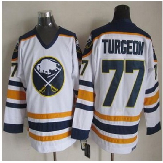 Buffalo Sabres #77 Pierre Turgeon White CCM Throwback Stitched NHL Jersey Buffalo Sabres #77 Pierre Turgeon White CCM Throwback Stitched NHL Jersey