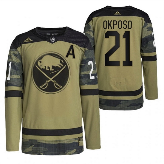 Men Buffalo Sabres 21 Kyle Okposo 2022 Camo Military Appreciation Night Stitched jersey Men Buffalo Sabres 21 Kyle Okposo 2022 Camo Military Appreciation Night Stitched jersey