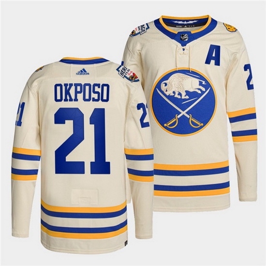 Men Buffalo Sabres 21 Kyle Okposo 2022 Cream Heritage Classic Stitched jersey Men Buffalo Sabres 21 Kyle Okposo 2022 Cream Heritage Classic Stitched jersey