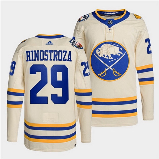 Men Buffalo Sabres 29 Vinnie Hinostroza 2022 Cream Heritage Classic Stitched jersey Men Buffalo Sabres 29 Vinnie Hinostroza 2022 Cream Heritage Classic Stitched jersey