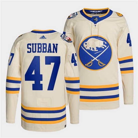 Men Buffalo Sabres 47 Malcolm Subban 2022 Cream Heritage Classic Stitched jersey Men Buffalo Sabres 47 Malcolm Subban 2022 Cream Heritage Classic Stitched jersey
