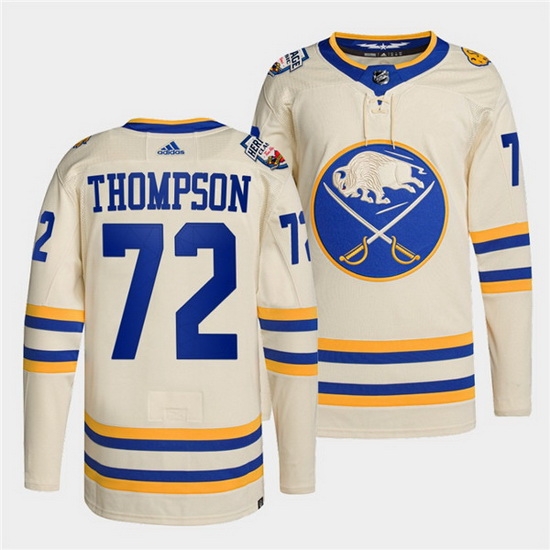 Men Buffalo Sabres 72 Tage Thompson 2022 Cream Heritage Classic Stitched jersey Men Buffalo Sabres 72 Tage Thompson 2022 Cream Heritage Classic Stitched jersey