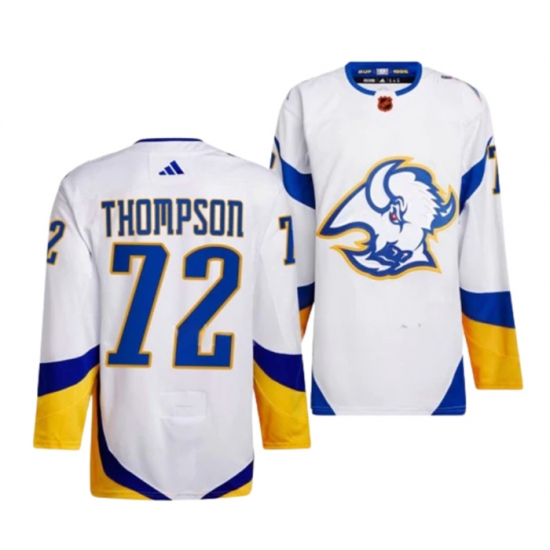 Men Buffalo Sabres 72 Tage Thompson White 2022 23 Reverse Retro Stitched Jersey Men Buffalo Sabres 72 Tage Thompson White 2022 23 Reverse Retro Stitched Jersey