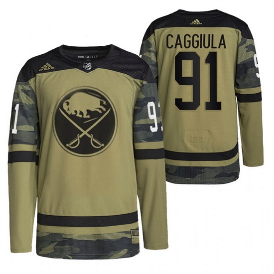 Men Buffalo Sabres 91 Drake Caggiula 2022 Camo Military Appreciation Night Stitched jersey Men Buffalo Sabres 91 Drake Caggiula 2022 Camo Military Appreciation Night Stitched jersey