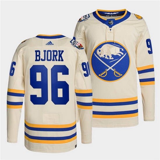 Men Buffalo Sabres 96 Anders Bjork 2022 Cream Heritage Classic Cream Stitched jersey Men Buffalo Sabres 96 Anders Bjork 2022 Cream Heritage Classic Cream Stitched jersey
