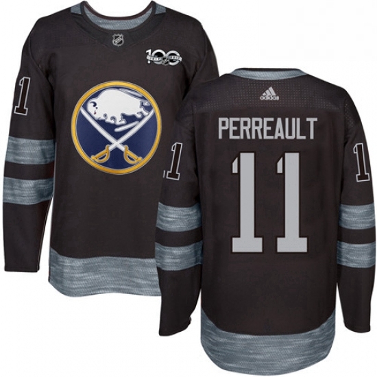 Mens Adidas Buffalo Sabres 11 Gilbert Perreault Authentic Black 1917 2017 100th Anniversary NHL Jersey Mens Adidas Buffalo Sabres 11 Gilbert Perreault Authentic Black 1917 2017 100th Anniversary NHL Jersey