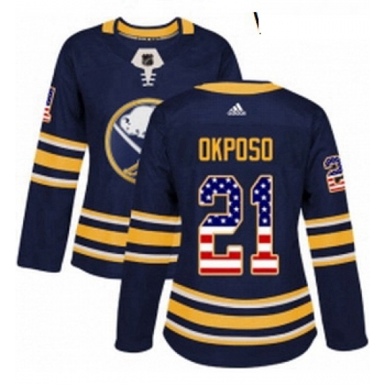 Womens Adidas Buffalo Sabres 21 Kyle Okposo Authentic Navy Blue USA Flag Fashion NHL Jersey Womens Adidas Buffalo Sabres 21 Kyle Okposo Authentic Navy Blue USA Flag Fashion NHL Jersey