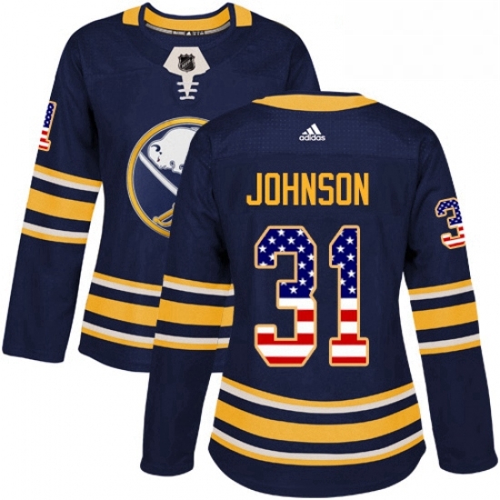 Womens Adidas Buffalo Sabres 31 Chad Johnson Authentic Navy Blue USA Flag Fashion NHL Jersey Womens Adidas Buffalo Sabres 31 Chad Johnson Authentic Navy Blue USA Flag Fashion NHL Jersey