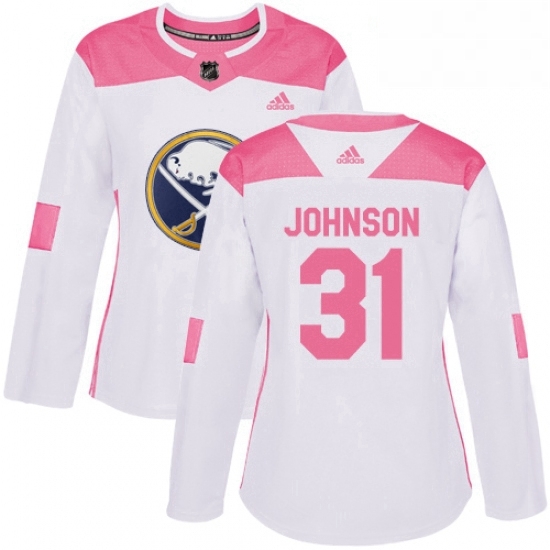 Womens Adidas Buffalo Sabres 31 Chad Johnson Authentic WhitePink Fashion NHL Jersey Womens Adidas Buffalo Sabres 31 Chad Johnson Authentic WhitePink Fashion NHL Jersey