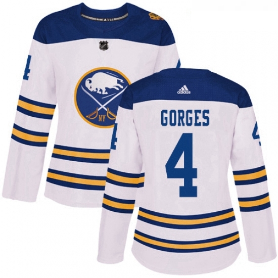 Womens Adidas Buffalo Sabres 4 Josh Gorges Authentic White 2018 Winter Classic NHL Jersey Womens Adidas Buffalo Sabres 4 Josh Gorges Authentic White 2018 Winter Classic NHL Jersey