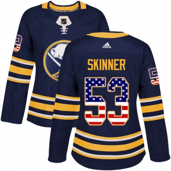 Womens Adidas Buffalo Sabres 53 Jeff Skinner Navy Blue Home Authentic USA Flag Stitched NHL Jersey Womens Adidas Buffalo Sabres 53 Jeff Skinner Navy Blue Home Authentic USA Flag Stitched NHL Jersey