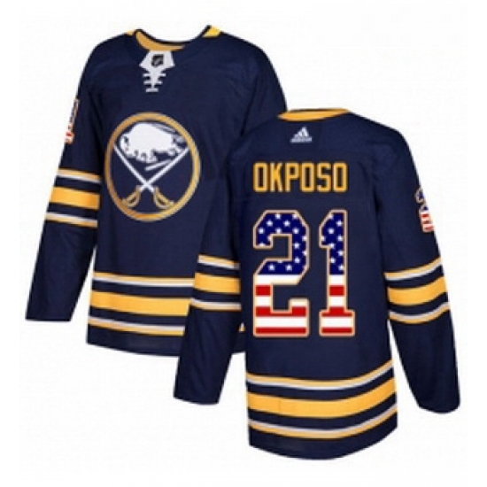 Youth Adidas Buffalo Sabres 21 Kyle Okposo Authentic Navy Blue USA Flag Fashion NHL Jersey Youth Adidas Buffalo Sabres 21 Kyle Okposo Authentic Navy Blue USA Flag Fashion NHL Jersey