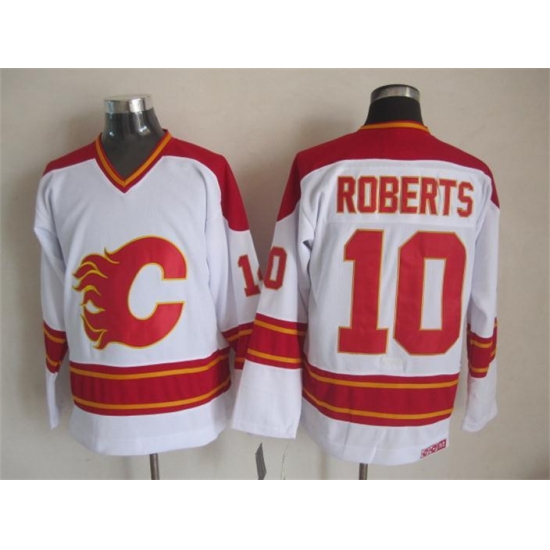 Calgary Flames #10 Gary Roberts White CCM Throwback Stitched NHL Jersey Calgary Flames #10 Gary Roberts White CCM Throwback Stitched NHL Jersey