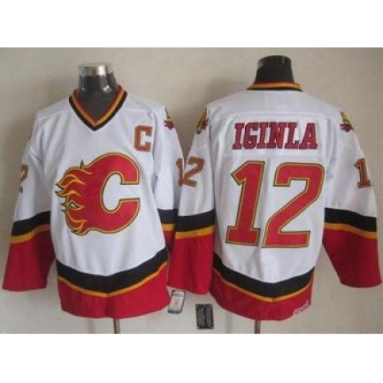 Calgary Flames #12 Jarome Iginla White Black CCM Throwback Stitched NHL Jersey Calgary Flames #12 Jarome Iginla White Black CCM Throwback Stitched NHL Jersey