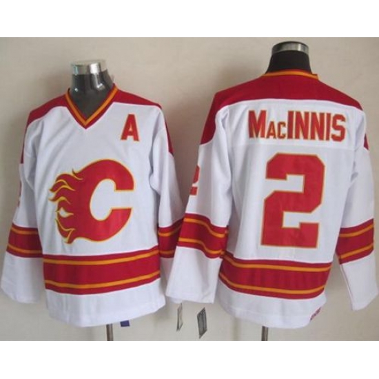 Calgary Flames #2 Al MacInnis White CCM Throwback Stitched NHL Jersey Calgary Flames #2 Al MacInnis White CCM Throwback Stitched NHL Jersey