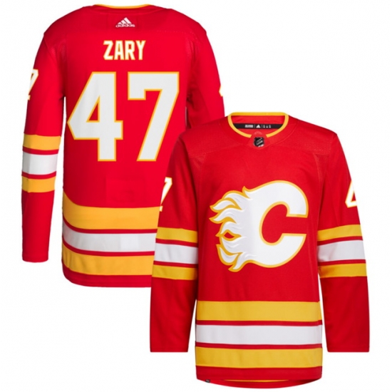 Men Calgary Flames 47 Connor Zary Red Stitched Jersey Men Calgary Flames 47 Connor Zary Red Stitched Jersey