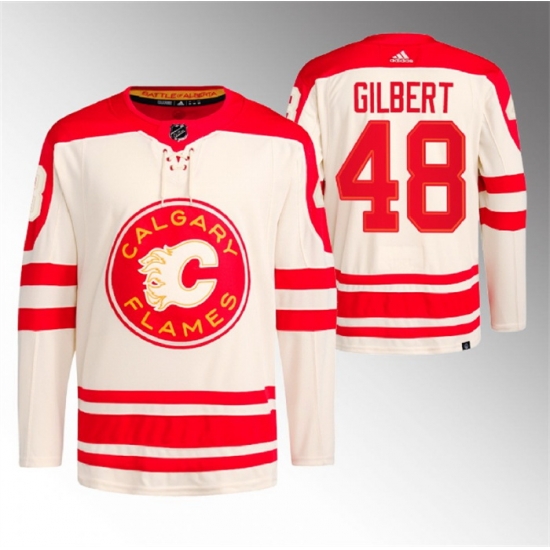 Men Calgary Flames 48 Dennis Gilbert 2023 Cream Heritage Classic Primegreen Stitched Jersey Men Calgary Flames 48 Dennis Gilbert 2023 Cream Heritage Classic Primegreen Stitched Jersey