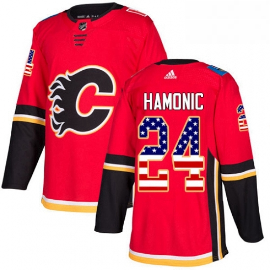 Mens Adidas Calgary Flames 24 Travis Hamonic Authentic Red USA Flag Fashion NHL Jersey Mens Adidas Calgary Flames 24 Travis Hamonic Authentic Red USA Flag Fashion NHL Jersey