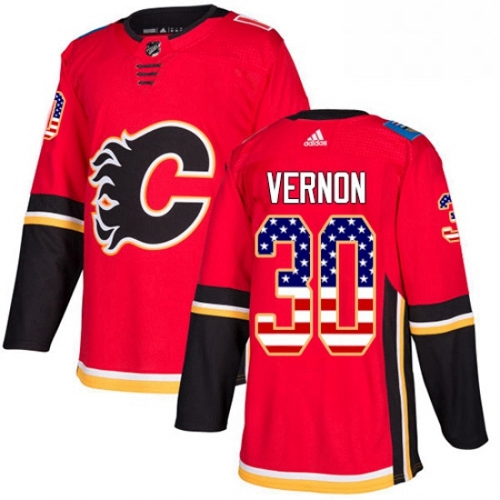 Mens Adidas Calgary Flames 30 Mike Vernon Authentic Red USA Flag Fashion NHL Jersey Mens Adidas Calgary Flames 30 Mike Vernon Authentic Red USA Flag Fashion NHL Jersey