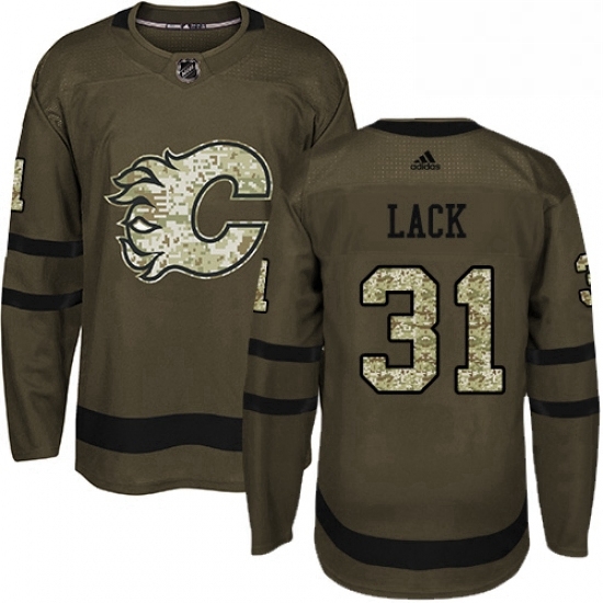Mens Adidas Calgary Flames 31 Eddie Lack Premier Green Salute to Service NHL Jersey Mens Adidas Calgary Flames 31 Eddie Lack Premier Green Salute to Service NHL Jersey