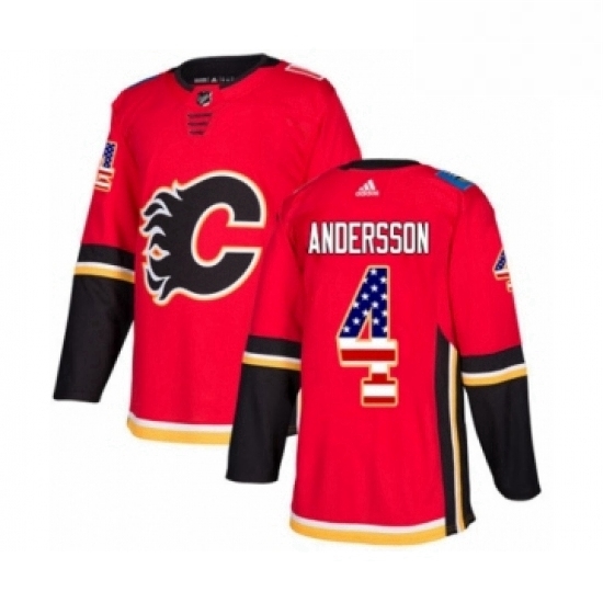 Mens Adidas Calgary Flames 4 Rasmus Andersson Authentic Red USA Flag Fashion NHL Jersey Mens Adidas Calgary Flames 4 Rasmus Andersson Authentic Red USA Flag Fashion NHL Jersey