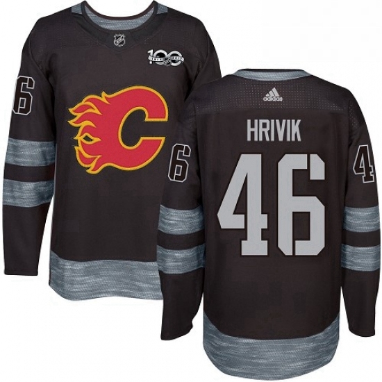 Mens Adidas Calgary Flames 46 Marek Hrivik Authentic Black 1917 2017 100th Anniversary NHL Jersey Mens Adidas Calgary Flames 46 Marek Hrivik Authentic Black 1917 2017 100th Anniversary NHL Jersey