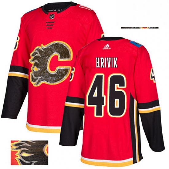 Mens Adidas Calgary Flames 46 Marek Hrivik Authentic Red Fashion Gold NHL Jersey Mens Adidas Calgary Flames 46 Marek Hrivik Authentic Red Fashion Gold NHL Jersey
