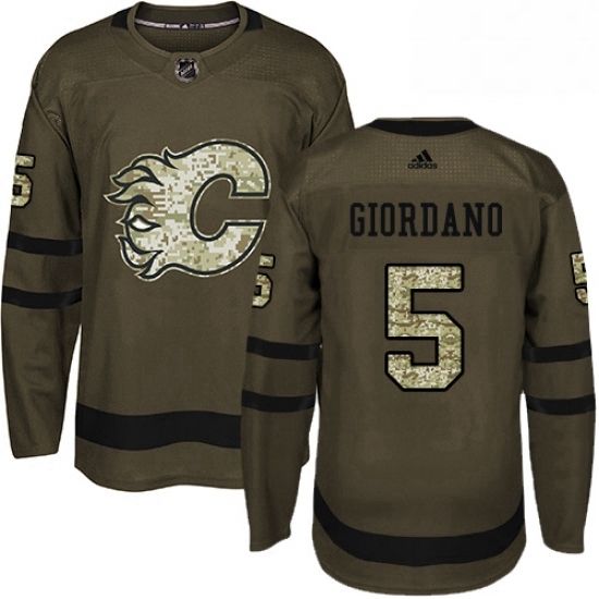 Mens Adidas Calgary Flames 5 Mark Giordano Authentic Green Salute to Service NHL Jersey Mens Adidas Calgary Flames 5 Mark Giordano Authentic Green Salute to Service NHL Jersey