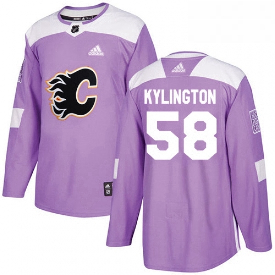 Mens Adidas Calgary Flames 58 Oliver Kylington Authentic Purple Fights Cancer Practice NHL Jersey Mens Adidas Calgary Flames 58 Oliver Kylington Authentic Purple Fights Cancer Practice NHL Jersey