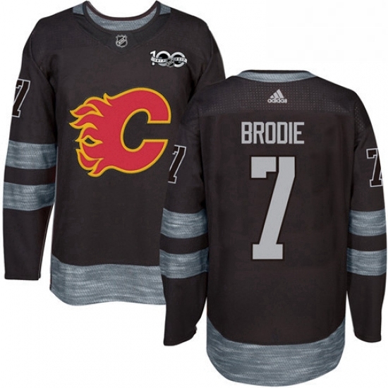 Mens Adidas Calgary Flames 7 TJ Brodie Authentic Black 1917 2017 100th Anniversary NHL Jersey Mens Adidas Calgary Flames 7 TJ Brodie Authentic Black 1917 2017 100th Anniversary NHL Jersey