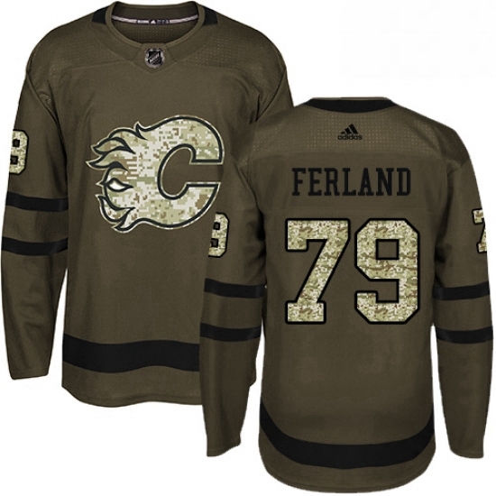 Mens Adidas Calgary Flames 79 Michael Ferland Premier Green Salute to Service NHL Jersey Mens Adidas Calgary Flames 79 Michael Ferland Premier Green Salute to Service NHL Jersey